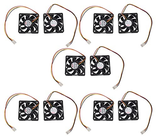 Fegtrtyoa 5pcs 60mm 6cm DC 12V 3 Pin Computer Case CPU Cooler Cooling Fan Black 2 Pcs