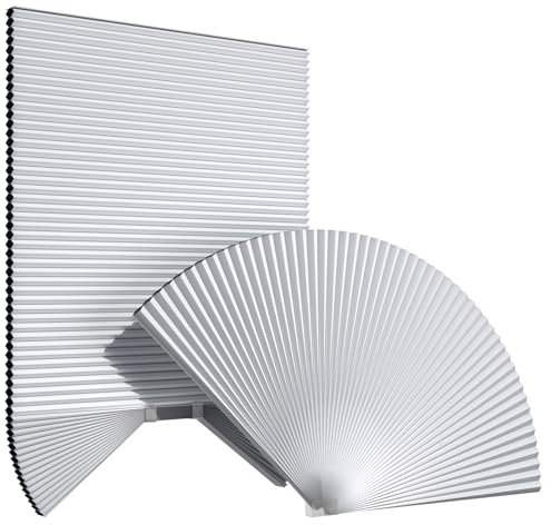 Youngoo Bogen-Fensterschutz, halbrund, zellulär, ohne Bohren, halbmondförmig, Wabenrollos für Innenfenster, einfache Installation, Weiß, 1 Stück, 36 B x 72 H