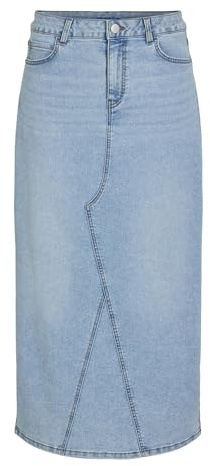 Vila Falda Vaquera para Mujer Midi, Mezclilla De Color Azul Claro, M