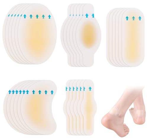 Pansements Hydrocolloïde Invisibles pour Ampoules - Lot de 30 Bandages Gel Pied, Orteil et Talon (32 Pièces, M)