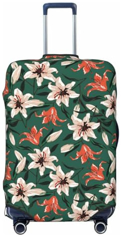 Buewutiry Housse de protection anti-rayures pour valise de 45,7 à 81,3 cm Motif fleurs de lys Vert, Noir , x-large