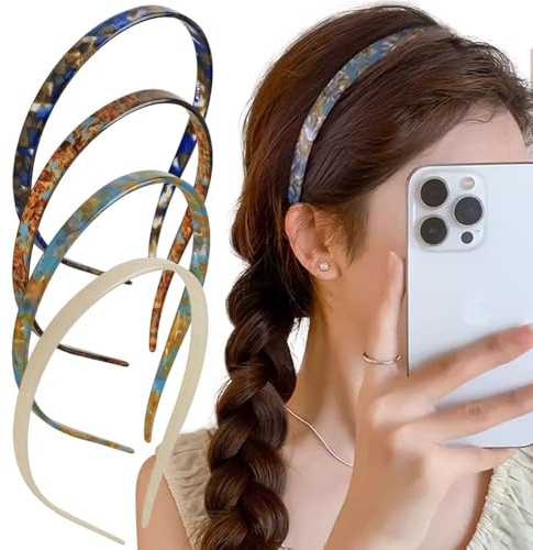 4 Stück Cute Haarreifen Damen Nicht Rutschen Haarband Mit Zähnen Kamm Headband Gebogenes Brillen Design Haarreif Süß Bunt Haarbänder Essigsäure Stirnband Hair Accessories Women