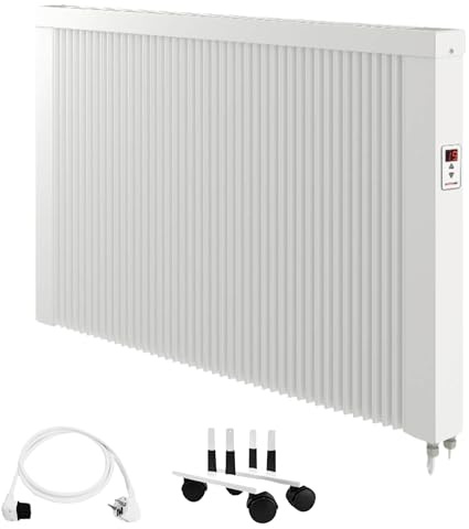 eVARMO Flächenspeicherheizung Mobile areo direct 1950 Watt - simples Thermostat - mit Laufrollen und Winkelstecker - Appsteuerung ohne Zusatzhardware möglich