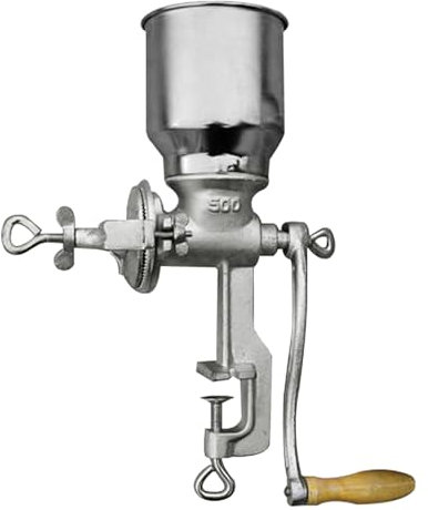 Molinillo de Cereales Manual con 13cm Tolva Grande & 4cm Abrazadera de Mesa,Finura de Molienda Ajustable,Molino de Mano de Hierro Fundido,para Nuez,Café,Grano,Semillas,Maíz,Especias