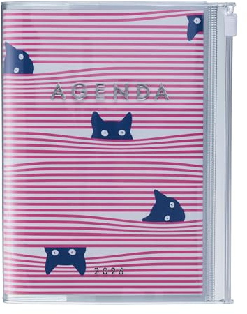 MARK'S 2025/26 Taschenkalender, B6 Cats, Pink: Von Oktober 2025 bis Dezember 2026