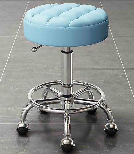 Rollender Salonhocker, Drehhocker, Industrieller Metallstil, Höhenverstellbarer Rollenhocker, Für Arbeitsbüro, Massagehocker, Arbeitsstuhl (C)