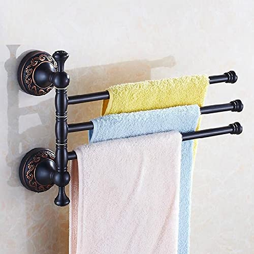 Handduksstång 3 Stång Vridbar 35cm Svart Mässing Handduksstänger Hängare, Handdukshållare Väggmonterade badrumstillbehör Handdukshylla Handduksställ för badrumskök
