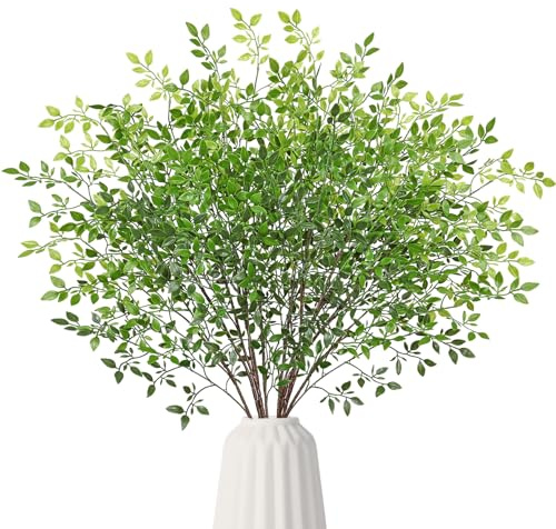 Dremisland Artificial Plant 43.3 Inch Artificial Bamboo Plant Branch 4 Pcs Artificial Green Stems Lucky Bamboo Plants Fake Shrubs Plants Green Bushes for Home Wedding Garden Decor (Green-4PCS)