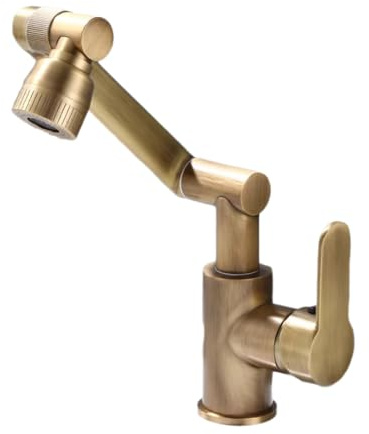 Bathroom Tap Gray All-Copper Washbasin Hot and Cold Water Faucet Bathroom Household Washbasin Washbasin Under-Counter Basin Universal Faucet (Brown)