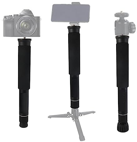 Lazmin112 Selfie Stick Monopod, Camera Monopod, Lightweight Portable, Supports Knob Adjustment, Telescopic Pole, for Hiking Camping, Aluminum Alloy