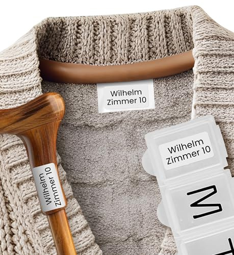 Personalisierte Wäscheetiketten – Weiß, Set mit 50 Stück Namensaufkleber für Kleidung – für Pflege- & Seniorenheime – Waschmaschinenfest und strapazierfähig zur einfachen Identifizierung