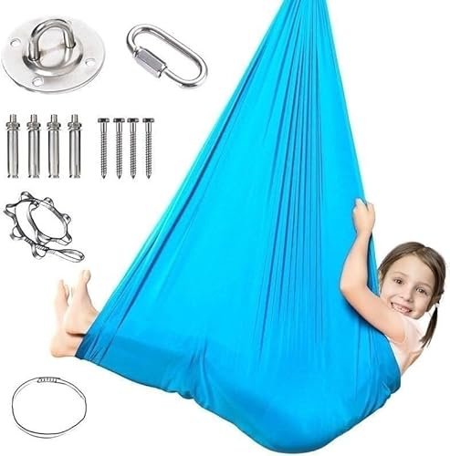 tylxayoxa Sensorische Ganzkörpersocken,Sensorische Vertikaltuch, Yogatuch Zum Aufhängen, Sensorische Ganzkörper Socken Für, Stretchy Sensory(Blue,280x100CM/110x39in)