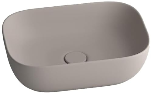 LXTEDJ Lavandino da Bagno Moderno, Lavabo da Appoggio, Colore Kaki, Con Scarico e Tubo, Adatto per spogliatoi, Bagni e Servizi Igienici-46X33X13.5CM