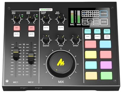 Audio Interface Podcast Equipment Studio Sound Card Mixer All-In-One Digital For Streaming