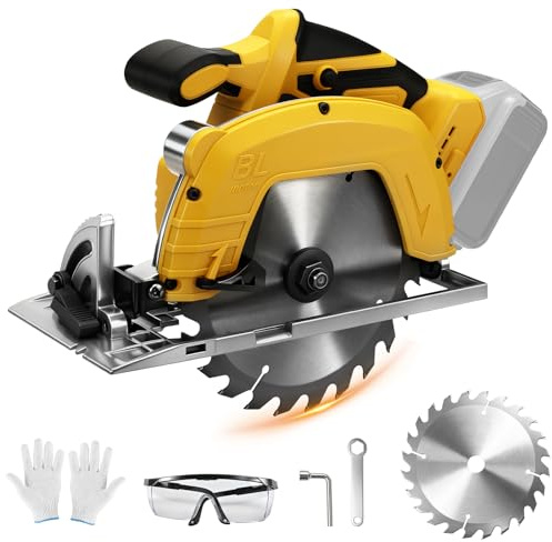 Sega circolare senza fili da 7 pollici compatibile con batteria Dewalt 20 V Max, sega circolare elettrica senza spazzole con 1 lama per sega, angolo di taglio smussato 0-45°, per legno, piastrelle