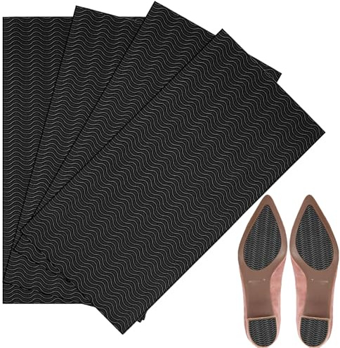 4 Pezzi Suola Pads Antiscivolo, 27×10 cm Protezioni per Suole di Scarpe, Suola scarpe gomma Può essere tagliato secondo la dimensione della scarpa Antiskid e Riduzione del rumore (Nero, L)