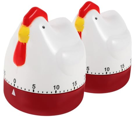 GLEAVI 2pcs Mechanical Kitchen Timer for Baking and Cooking Cartoon Chicken Egg Shape No-charge Countdown Clock Precise Reminder for Restaurant and Home Use