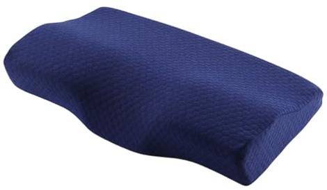 Almohada terapéutica contorneada con tela de bambú ventilada y espuma de recuperación gradual para alineación de la columna vertebral, forma de mariposa, funda de almohada extraíble y lavable