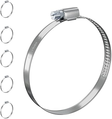 6 PcsHose Clips Adjustable Jubilee Clips 60-80mm, 304 Stainless Steel Hose Clamps, Assorted Worm Drive Pipe Clip Clamps for Exhaust Hoses Gas Water Pipes Fuel Line Garden Connections(60-80mm)