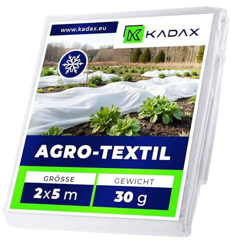 KADAX Wintervlies 2 x 5 m, 30 g/m², Frostschutz Vlies für Pflanzen, Gartenvlies zum Pflanzenschutz gegen Frost und Wind, Pflanzenvlies, Winterschutz