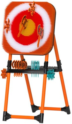 Jeu de Lancer de Haches, Set de Sport de Lancer Extérieur 2-en-1 avec 8 Haches et 8 Fléchettes à Six Branches, Cible Réglable pour Adolescents et Adultes, Jeux de Carnaval pour Arrière-Cour