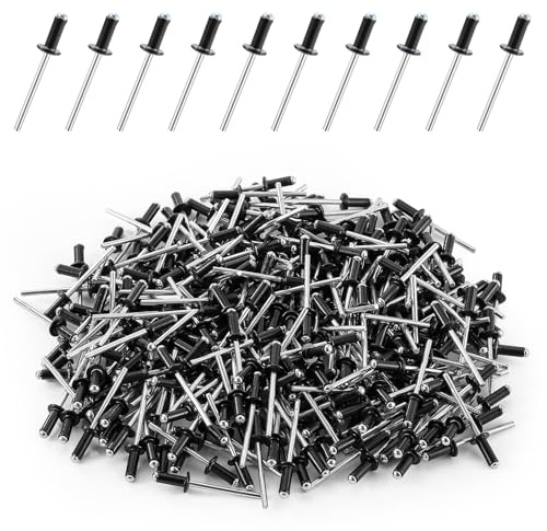 HonQiShiMY 160 Pcs Juego de remaches ciegos de aluminio 4x16mm, remaches Alu/Acero,remaches de cabeza plana para metal, madera y plástico Remaches de Aluminio de Cabeza Ancha,Remaches Ciegos con Brida