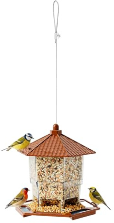 Mangeoire à oiseaux, distributeur de nourriture suspendu à l'épreuve des écureuils | Grande mangeoire à oiseaux avec plateau de perche, pour l'alimentation extérieure, eau, jardin, animaux sauvages, a
