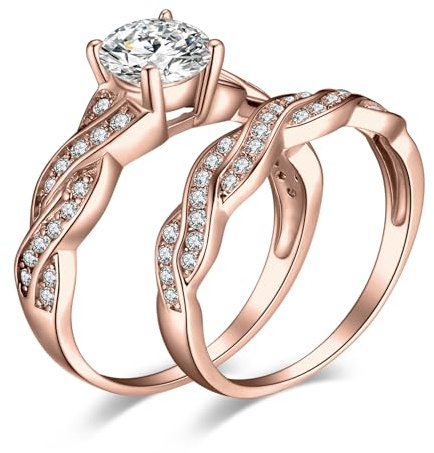 JewelryPalace Wickelring Unendlichkeit Verlobungsring Paar Eheringe Ring Silber 925 Damen, Zirkonia Trauringe Damenring Hochzeitsringe Antragsring Memoirering Ringe Set, Damen Schmuck Rosegold Gold