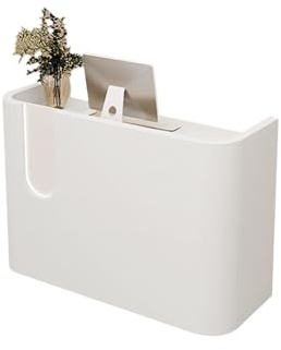 Generisch Bancone con LED e cassetti, bancone di ricevimento per ufficio, supermercato, hotel, negozio di abbigliamento, bianco, beige, YUANHU, (bianco, 150 x 60 cm)