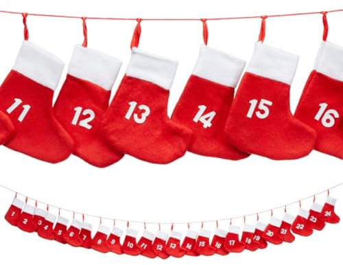 CEPEWA 40008 Adventskette Socken ca.10 x 12 rot