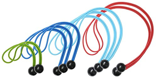 MASTER LOCK Gummi-Spanneil mit Ball [2 * 20 cm + 3 * 30 cm + 3 * 40 cm + 2 * 50 cm] [Set mit 10 Spannseilen] 3256EURDAT - Ideal zum Tragen von Yogamatten