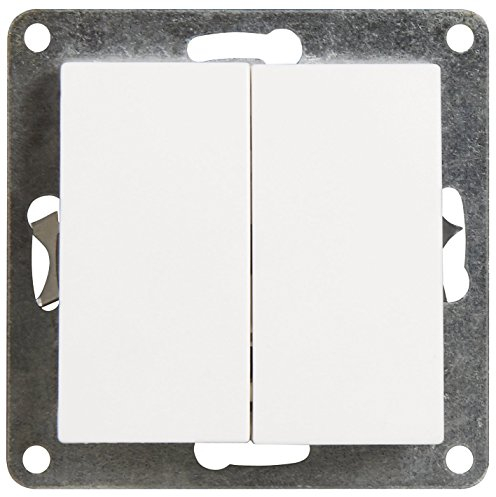 McPower Wechselschalter | Flair | 2-fach Schalter, 250V~/10A, Uunterputz Lichtschalter, universelle Einsatzmöglichkeiten, ideal für moderne Einrichtungsstile, weiß