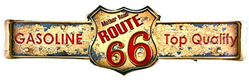 DiiliHiiri Route 66 Retro-Schild Leuchtend Garagen Deko Cafe Vintage-Stil Metallschild Heimdekoration Amerikan Dekoration