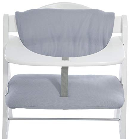 hauck sittdyna för Alpha+, Beta+ och Arketa barnstol i trä, Highchair Pad Deluxe, enkel fastsättning med kardborreband, maskintvättbar (stretchgrå)