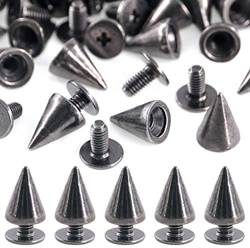 Swpeet 110 paires de clous coniques en métal à vis 7 mm x 9,5 mm Gun-Black