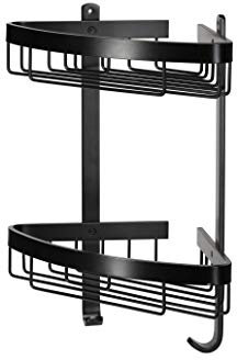 Croydex Aluminum Cosmetic Bathroom Storage Basket Shower Caddy, Lifetime Rust Free Guarantee, Matte Black