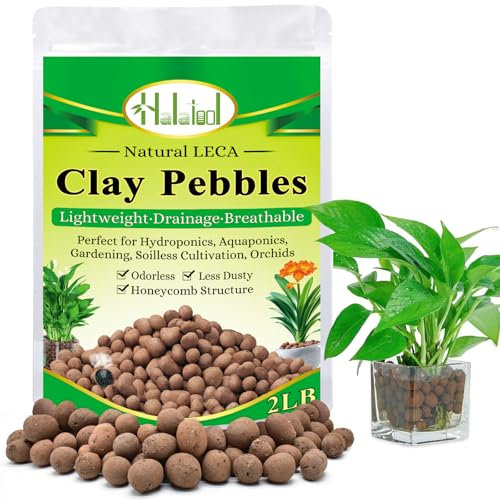 Halatool 2 LBS Organic Clay Pebbles- 4mm-16mm 100% Natural Expanded Clay Pebbles for Hydroponic Gardening, Orchids, Drainage, Decoration, Aquaponics