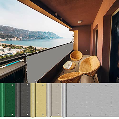 AEREY Brise Vue pour Balcon 94x300cm, Brise Vue Balcon, Opaque Résistant aux Intempéries Cache Balcon Résistant Aux Intempéries pour Balcon/Patio/Jardin/Grillage - Gris Clair