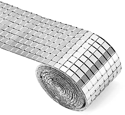 Cosswe Fliesenaufkleber Selbstklebende,Mosaik Spiegelfliesen Aufkleber Mini Quadratische Wandaufkleber Wasserdichte Glasspiegel Echtglas Spiegel Fliesenaufkleber Wandfliese für Küchen Badezimmer Wand