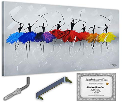 Monica Mirafiori I 100% HANDGEMALT I Gemälde Color Dancing 120x60cm | Gemälde Handgemalt | Acrylgemälde | Sehr Großes Acrylbild I Moderne Kunst I Kunstbilder