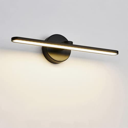 Quevia-Eletro Vintage LED Spiegelleuchte 14W Badezimmerleuchte Wasserdichte Aluminium Wandleuchte Acryl Spiegellampe Eisen Schwarz für Bilderlampe Schminklicht Nachttischlampe Dresser Studie 3000K