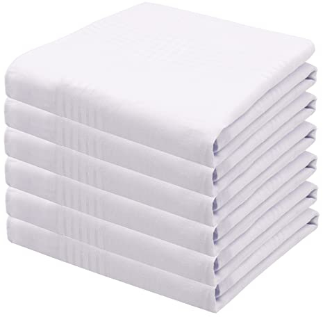 Qtuie Fazzoletti Cotone 6 Pezzi Bianchi da Uomo, Fazzoletto da Collo Taglia Grande 40cm x 40cm, Stoffa 100% Cotone, Idee per Donna