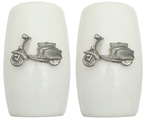 Retro Moped China Salt and Pepper Shakers Cruet Set Modern White CSP 212