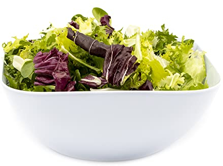 CABLEPELADO - Cuenco de plastico cuadrado para comida - bol - recipiente - plato - ensaladera - vasija - Libre BPA - lavavajillas - 4.8 Litros - color blanco