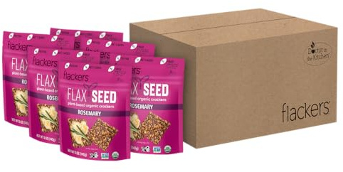 Flackers Organic Savory Flaxseed Crackers, 5 Ounce 1-Pack | Organic, Gluten Free, Non-GMO, Vegan, Keto Snack