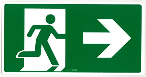 TIESSE - Notfall-Ausgang rechts - Schild (nicht klebend) Forex (geschäumtes PVC) - Größe: 290 x 150 mm - Made in Italy