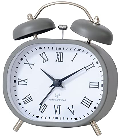 Miraval Funk-Wecker: Analog, im Retro-Stil, modern oder klassisch, mit Hintergrundbeleuchtung, Snooze, lautloses Japanisches Quarzuhrwerk, Metallgehäuse, als Reisewecker