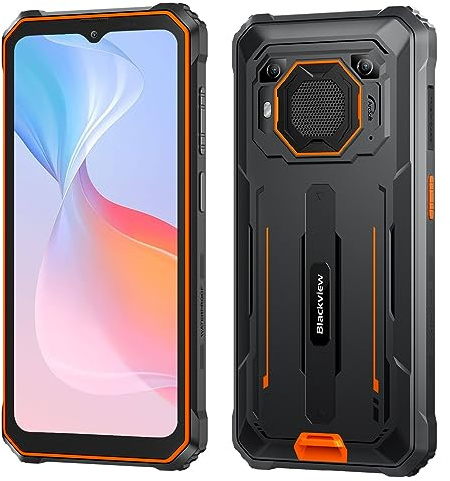 Blackview Outdoor Handy Ohne Vertrag BV6200 PRO, 13000mAh Akku, 8GB+128GB(1TB Erweiterung), 6,56'' HD+, ArcSoft® 13MP+8MP, Android 13 DUAL SIM IP68 MIL-STD-810H Wasserdichtes Smartphone, Orange