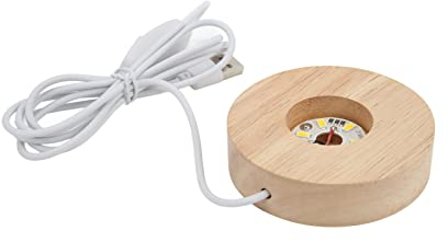 LED-Lichtsockel, Beleuchtung, Lampenfassung, Dekoration, Eiche, 5 V, Runder Schalter, Holz, 2 Cm, 0,8 Zoll Dicke, Massivholzmaterial, USB-Stehlampen (warme, helle Basis)