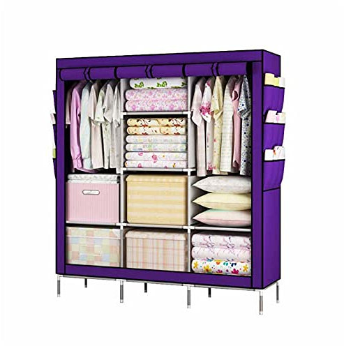 EsEntL Tragbarer Kleiderschrank, freistehender Eckschrank, einfarbiger Stoff-Leinwandschrank, Kleidungsaufbewahrungsschrank für Schlafzimmer und Erwachsene (Größe: 170 x 130 x 45 cm, Farbe: D)